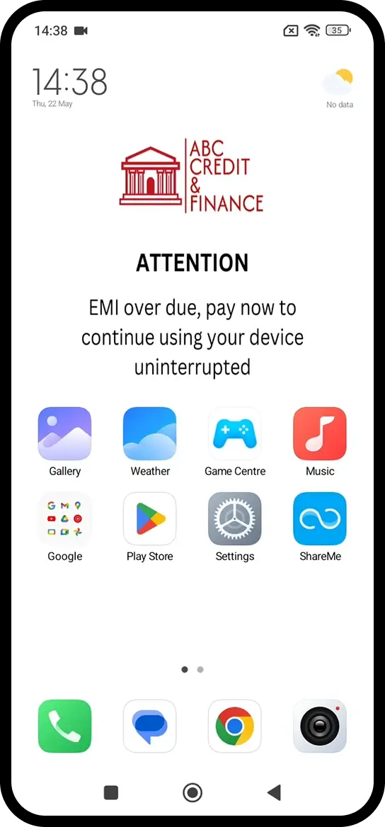 Unremovable Wallpaper for loan repayment reminder resulting in better collections