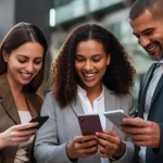 Happy people with mobile phone financing as they found the right party's contact