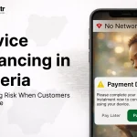 Device Financing in Nigeria, Managing risk when customers go offline , a phone showing a payment due reminder